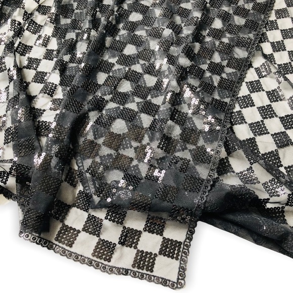 Renato Balestra 90s Sheer Sequins Black Lace Scarf - Picture 5 of 10